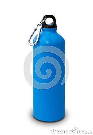 Aluminium water bottle isolated on white Stock Photo