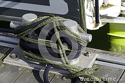 Aluminum bollard marina Stock Photo