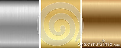 Aluminum, bronze and brass stitched textures Vector Illustration