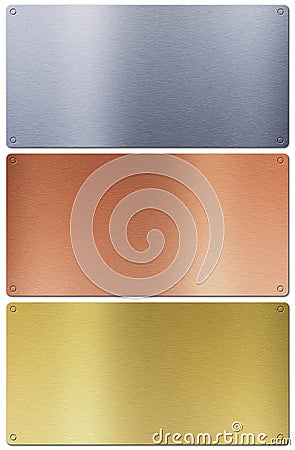 Aluminum, bronze and brass stitched textures Stock Photo