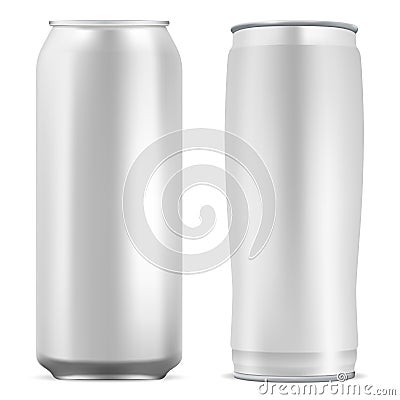 Aluminum can blank. Round soda mockup template Vector Illustration