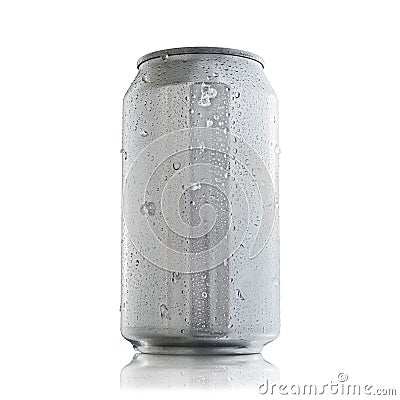 Aluminum can with condensation drops for mock up Stock Photo