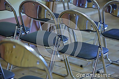 Aluminum chairs with comfortable soft seats Stock Photo