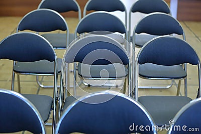 Aluminum chairs with comfortable soft seats Stock Photo