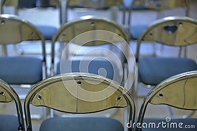Aluminum chairs with comfortable soft seats Stock Photo