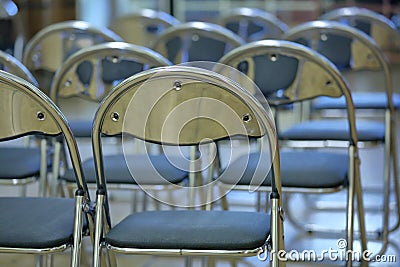 Aluminum chairs with comfortable soft seats Stock Photo