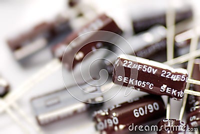 Aluminum Electrolytic Capacitors Stock Photo