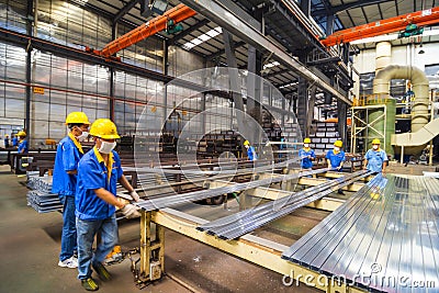 Aluminum factory workshop Editorial Stock Photo