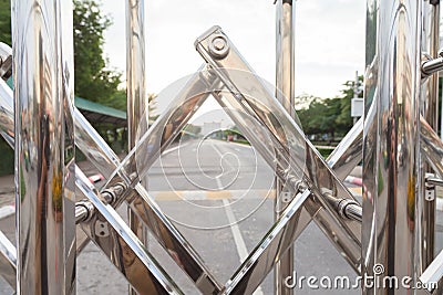 Aluminum fence Luster It is used for shutting down entrances and exits in places Stock Photo