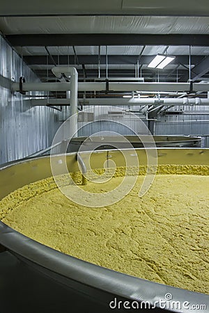 Aluminum fermenting tanks with mash Stock Photo