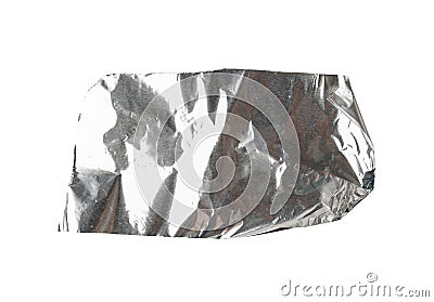 Aluminum Foil Torn Paper Edge Isolated, Wrinkled Aluminium Paper Pattern, Crumpled Tin Material Piece Stock Photo