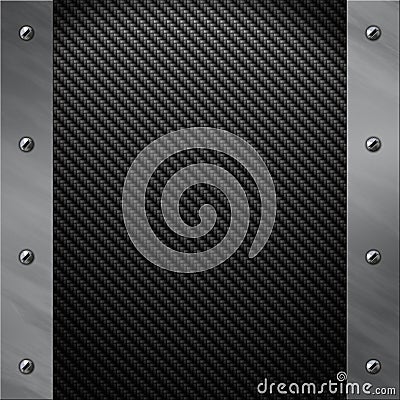 Aluminum frame bolted to a grey carbon fiber Stock Photo