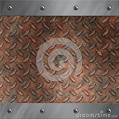 Aluminum frame and rusted diamond metal Stock Photo