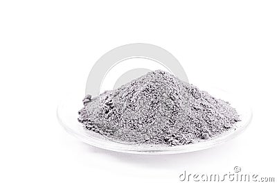 Aluminum oxide or alumina, chemical compound of aluminum and oxygen, used in blasting to remove excess calcined coating and in Stock Photo