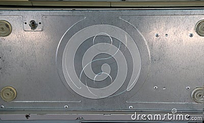 Aluminum plate pattern of yin yang. It is the part of computer case. Stock Photo