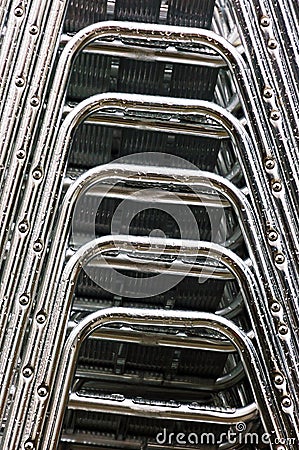 Aluminum stacked chairs Stock Photo