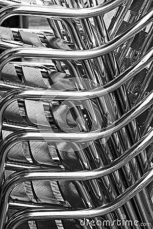 Aluminum stacked chairs Stock Photo