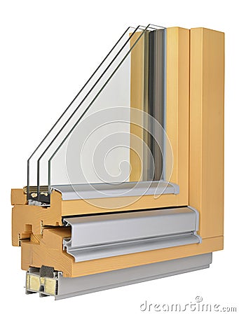 Aluminum/wooden window profile Stock Photo