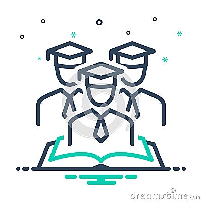 Mix icon for Alumni, old grad and postgraduate Stock Photo