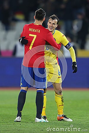 Alvaro Morata and Vlad Chiriches Editorial Stock Photo