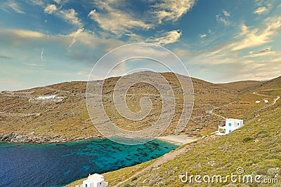 Alyki beach of Kythnos island, Greece Stock Photo