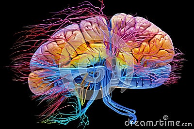 Alzheimer disease dementia of amyloid plaques, neurofibrillary in brain, cognitive decline, memory loss, atrophy in hippocampus Stock Photo