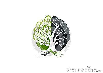 Alzheimer logo, tree brain concept design Vector Illustration