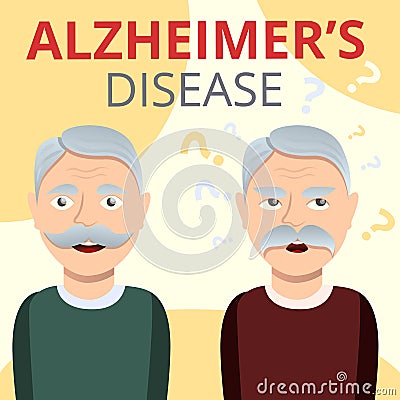 Alzheimers disease concept background, cartoon style Vector Illustration