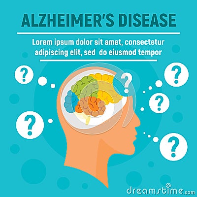 Alzheimers disease concept background, flat style Vector Illustration