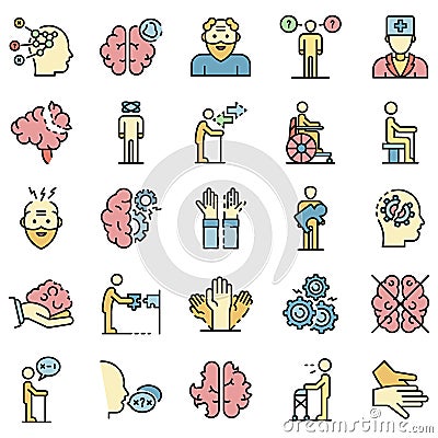 Alzheimers disease icons set vector flat Vector Illustration