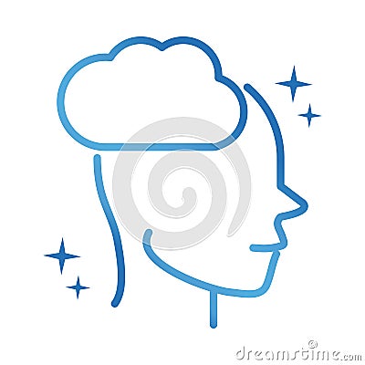 Alzheimers disease neurological brain thinking gradient line icon Vector Illustration