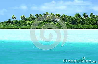 AMAISING VIEW FROM THE SEA TO THE ISLAND Stock Photo