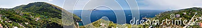 Amalfi coast from Punta Campanella near Sorrento. Amazing aerial view from drone in summer season Stock Photo