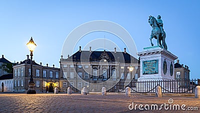 Amalienborg Palace in Copenhagen by night Editorial Stock Photo