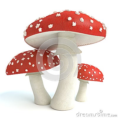 Amanita Mushrooms Cartoon Illustration