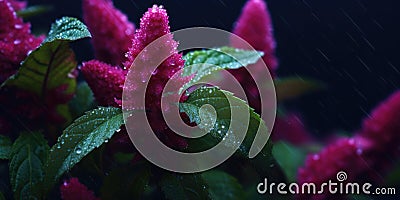 amaranth on a dark background close-up. Generative AI Stock Photo