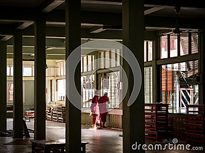 Amarapura, Mandalay, Myanmar - Peaceful morning in Mahagandhayon Monastery. Editorial Stock Photo