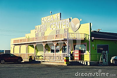 Amargosa Valley, Nevada, United States - October 26, 2017: Area 51 Alien Center shop and gas station Editorial Stock Photo