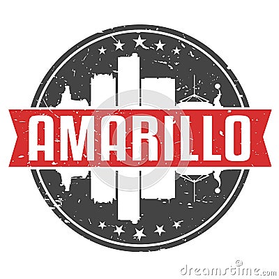 Amarillo Texas Round Travel Stamp. Icon Skyline City Design. Seal Tourism Seal Badge Illustration. Vector Illustration