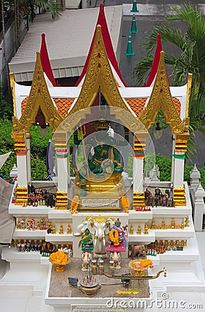 Amarindradhiraja shrine place where people pray and make offerings in the city of Bangkok, Thailand Stock Photo