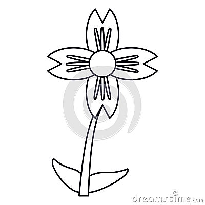 amaryllis flower natural outline Cartoon Illustration