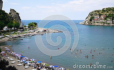 People enjoy Amasra beach in black sea Editorial Stock Photo