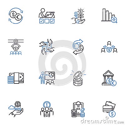 Amassing riches line icons collection. Wealth, My, Prosperity, Success, Abundance, Fortune, Riches vector and linear Vector Illustration
