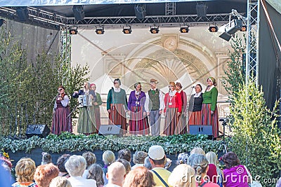 Amateur band sings on stage. Authentic concept Editorial Stock Photo