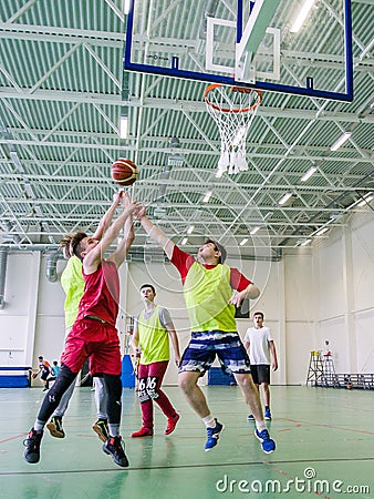 Amateur basketball competitions in the Kaluga region of Russia. Editorial Stock Photo