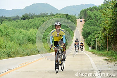 Amateur bike athletes make the most of their efforts in the Bicycle race Charity Trip Editorial Stock Photo