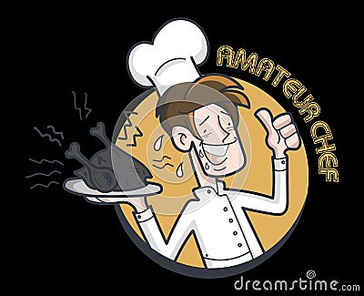 Amateur chef graphic Cartoon Illustration