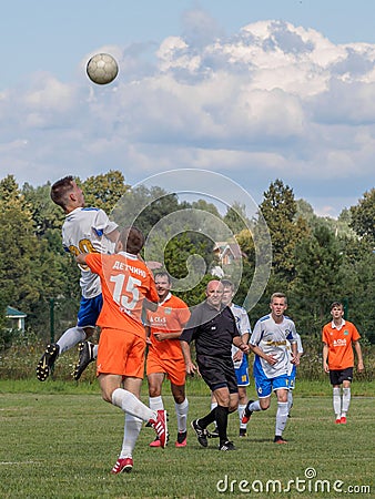 Amateur football competitions for youth teams in Central Russia. Editorial Stock Photo