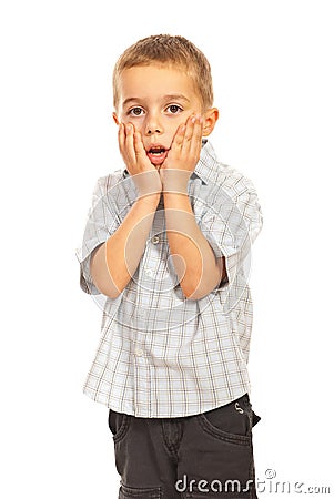 Amazed child boy Stock Photo