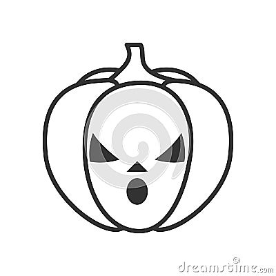 Amazed Halloween Pumpkin Outline Icon Vector Illustration